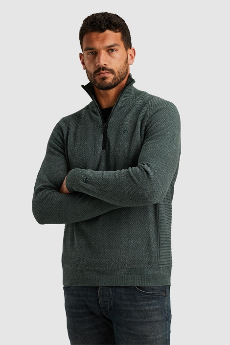 Cast Iron half zip collar cotton heather pla